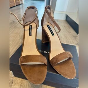 French Connection Tan Suede Heels